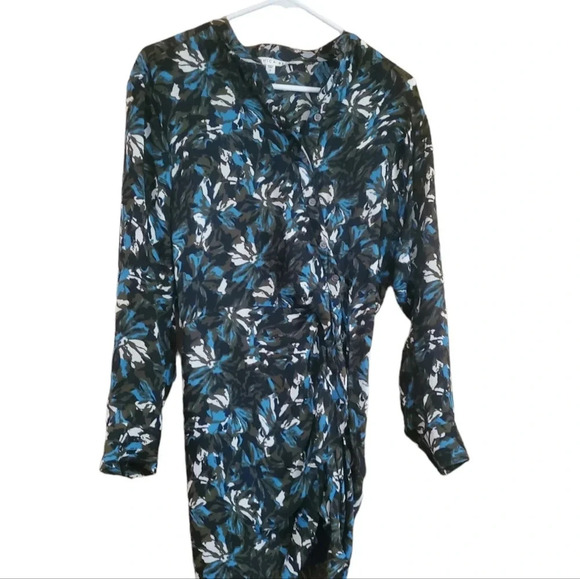 VERONICA BEARD GEORGINA BUTTON FRONT SILK FLORAL DRESS, SIZE 2 - Picture 3 of 6